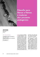 Filosofía para Nenas e Nenos: a madurez dun proxecto pedagóxico