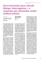 Novo horizonte para a Escola Galega. Interrogantes… e respostas que demandan acción sindical unitaria
