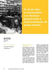 O rol do titor en bacharelato e as técnicas grupais para a instrumentación da acción titorial